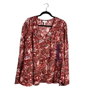 Jessica Simpson Boho Floral Top Plus Sz XXL‎ Floral Flowy Shirt Flare Sleeve NEW